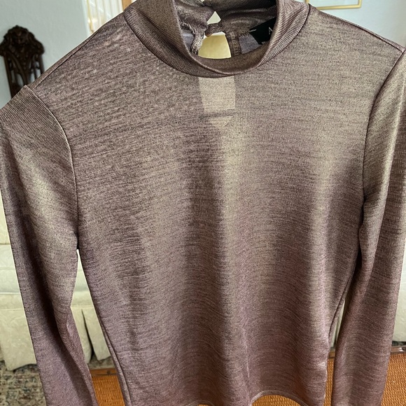 AKIRA Purple/Gold Colour-Shifting Glitter Fitted Turtleneck, size M - Picture 6 of 8